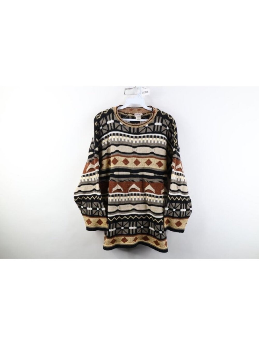 Vintage 90s Coogi Style Womens Medium Metallic Geometric Marled Knit Sweater USA